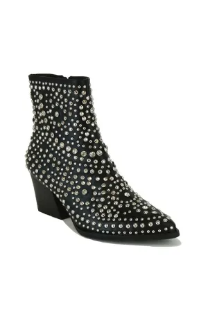 Studded Western Booties - Black