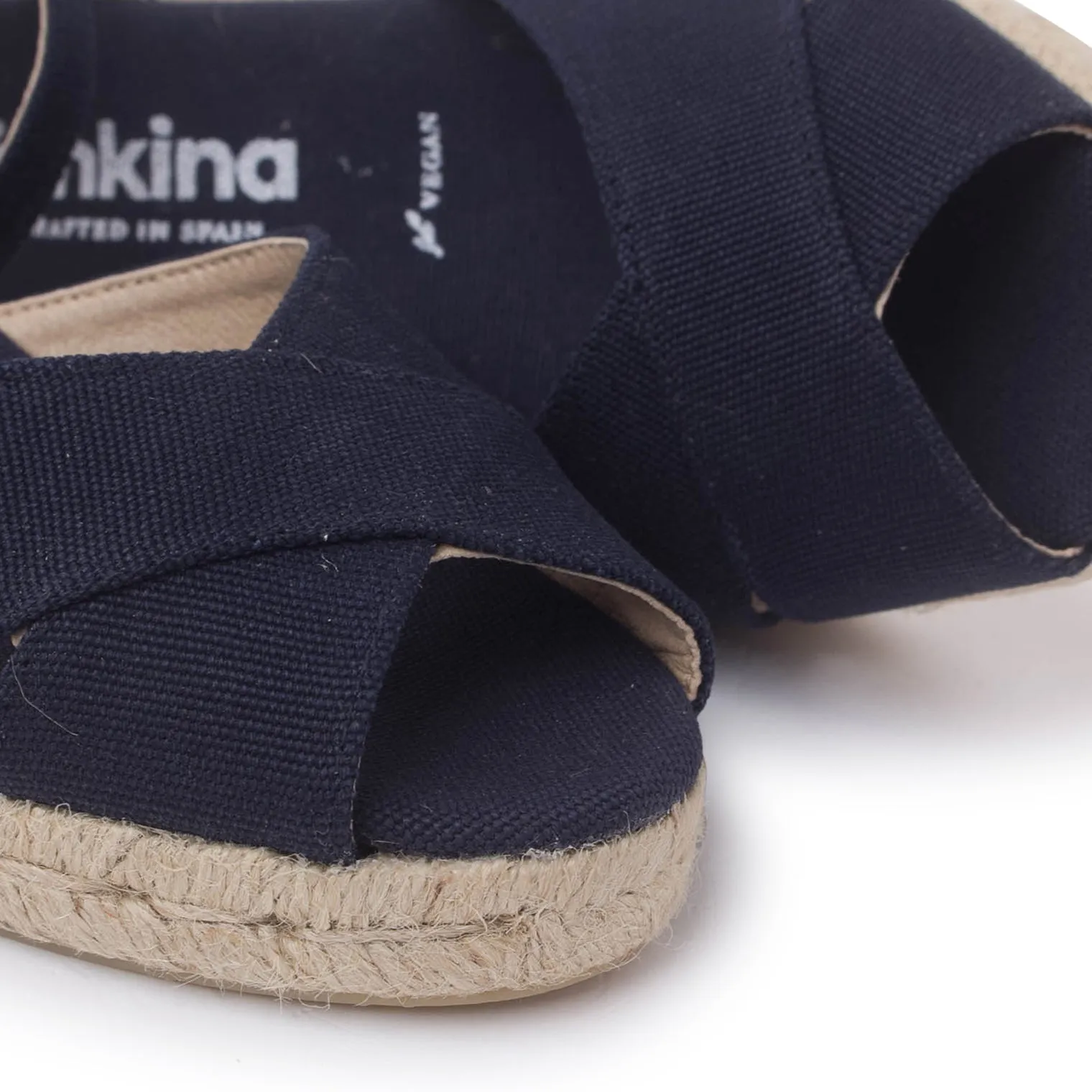 Taggia Organic Canvas Eco Vegan Espadrille Wedges - Navy Blue