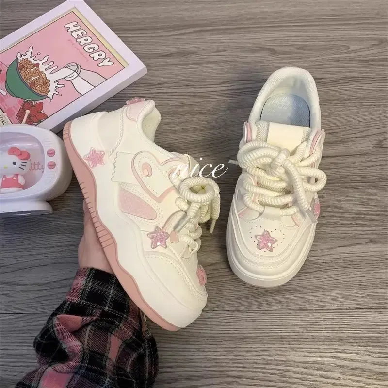 TAVIMART  -  Kawaii Pink Women Shoes Platform Female Sneakers Skateboard Tennis Flats Spring Summer 2024 Casual Basket Korean Vulcanize