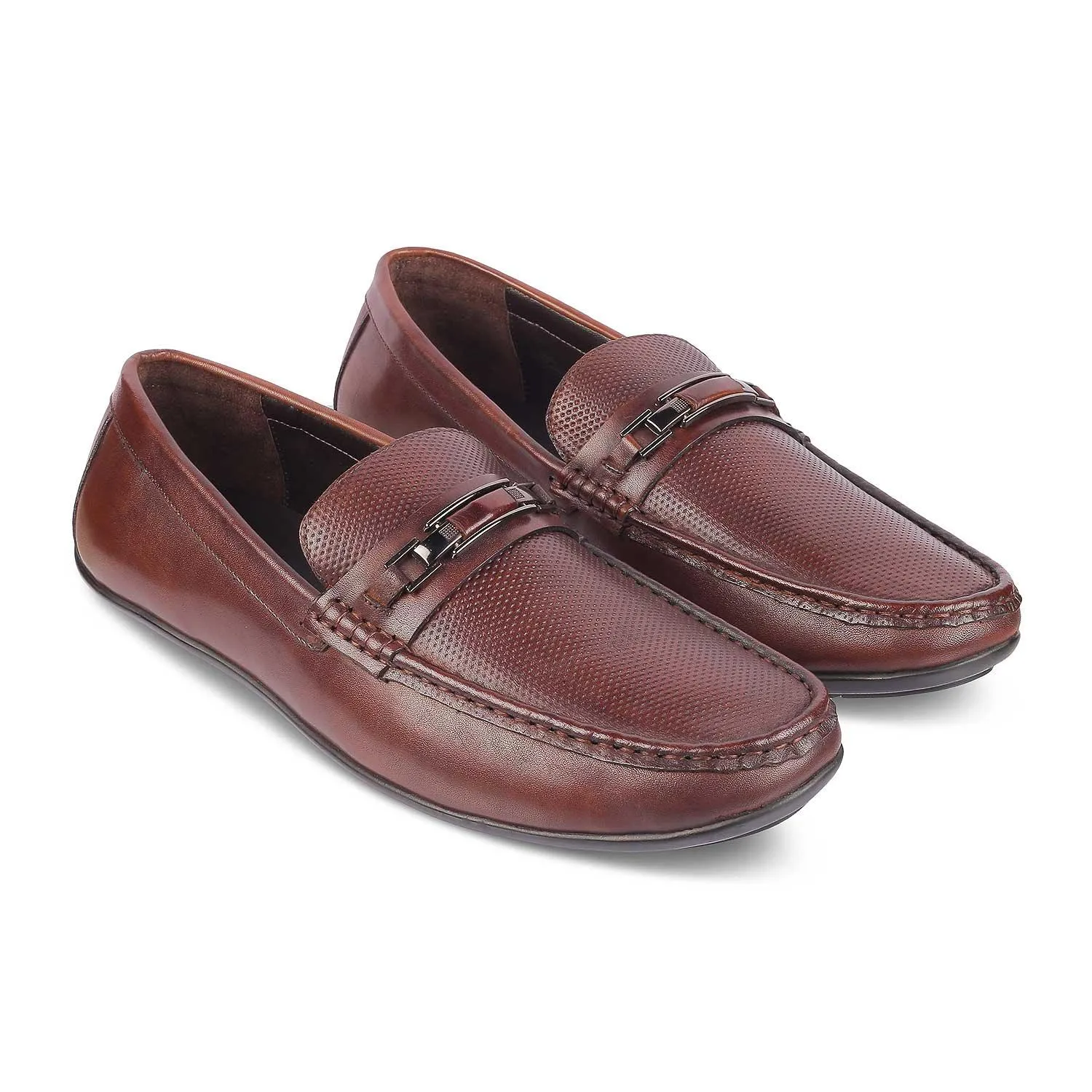 The Abia Brown Men's Leather Driving Loafers Tresmode