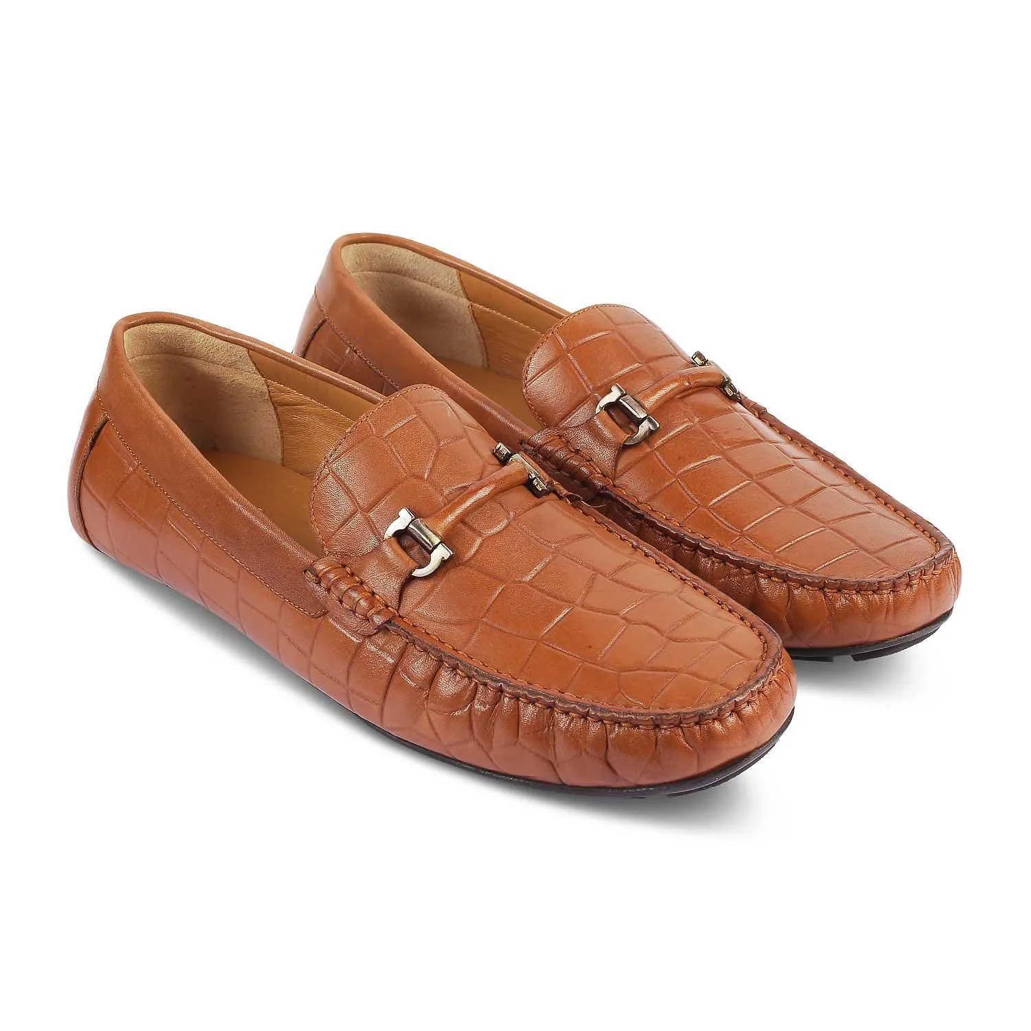 The Docks Tan Men's Leather Driving Loafers Tresmode