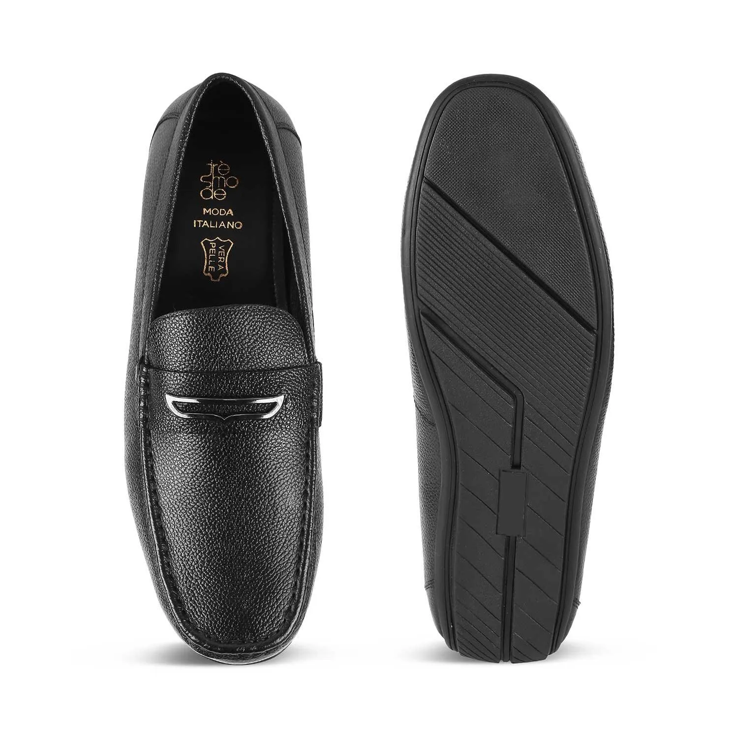 The Odry Black Men's Leather Driving Loafers Tresmode