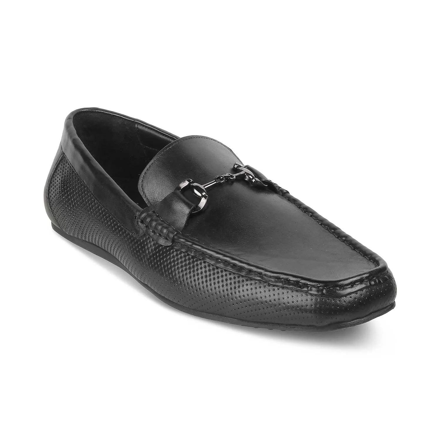 The Otter Black Men's Leather Driving Loafers Tresmode