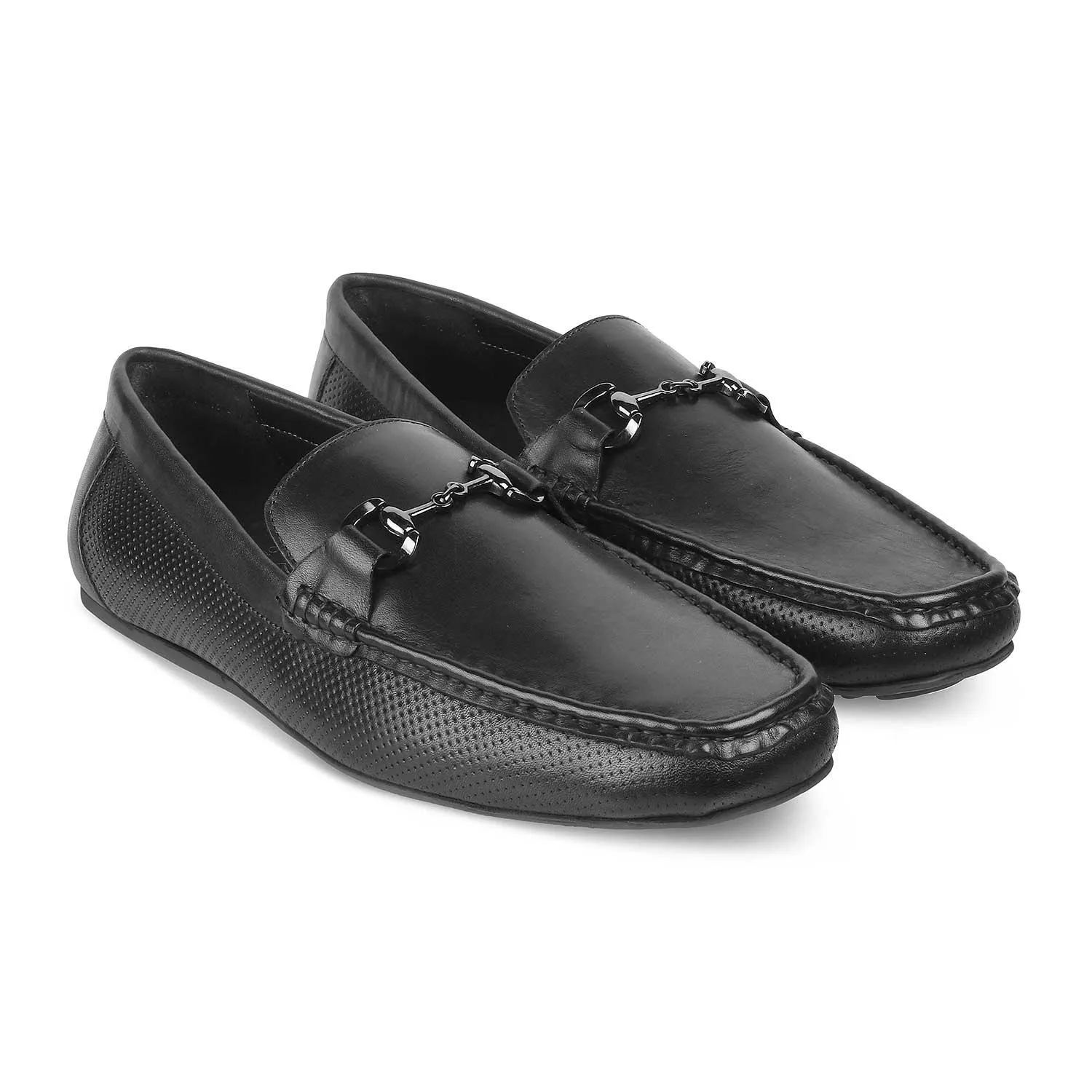 The Otter Black Men's Leather Driving Loafers Tresmode