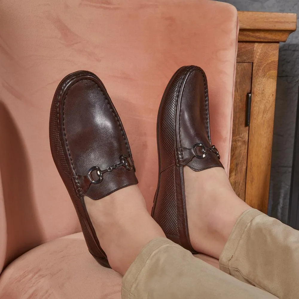 The Otterdam Brown Men's Leather Driving Loafers