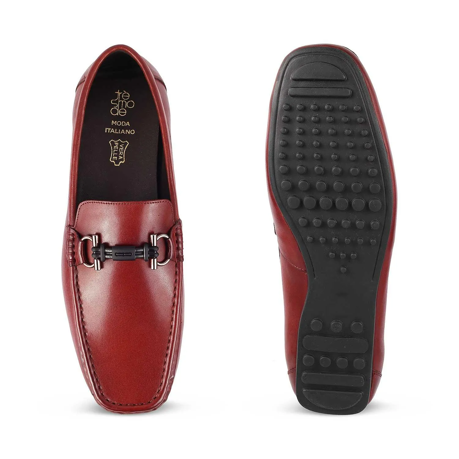 The Proter Wine Men's Leather Driving Loafers Tresmode