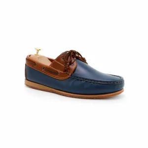 The Punter's Boat Shoes - Navy and Beige