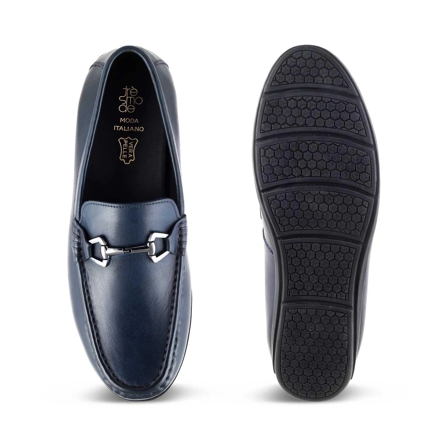 The Rhodes Blue Men's Leather Driving Loafers Tresmode