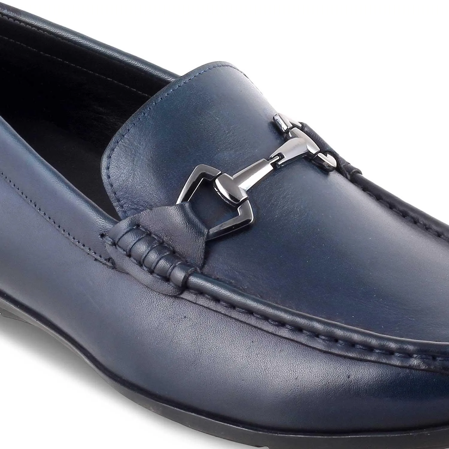 The Rhodes Blue Men's Leather Driving Loafers Tresmode