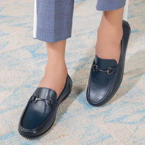 The Rhodes Blue Men's Leather Driving Loafers Tresmode