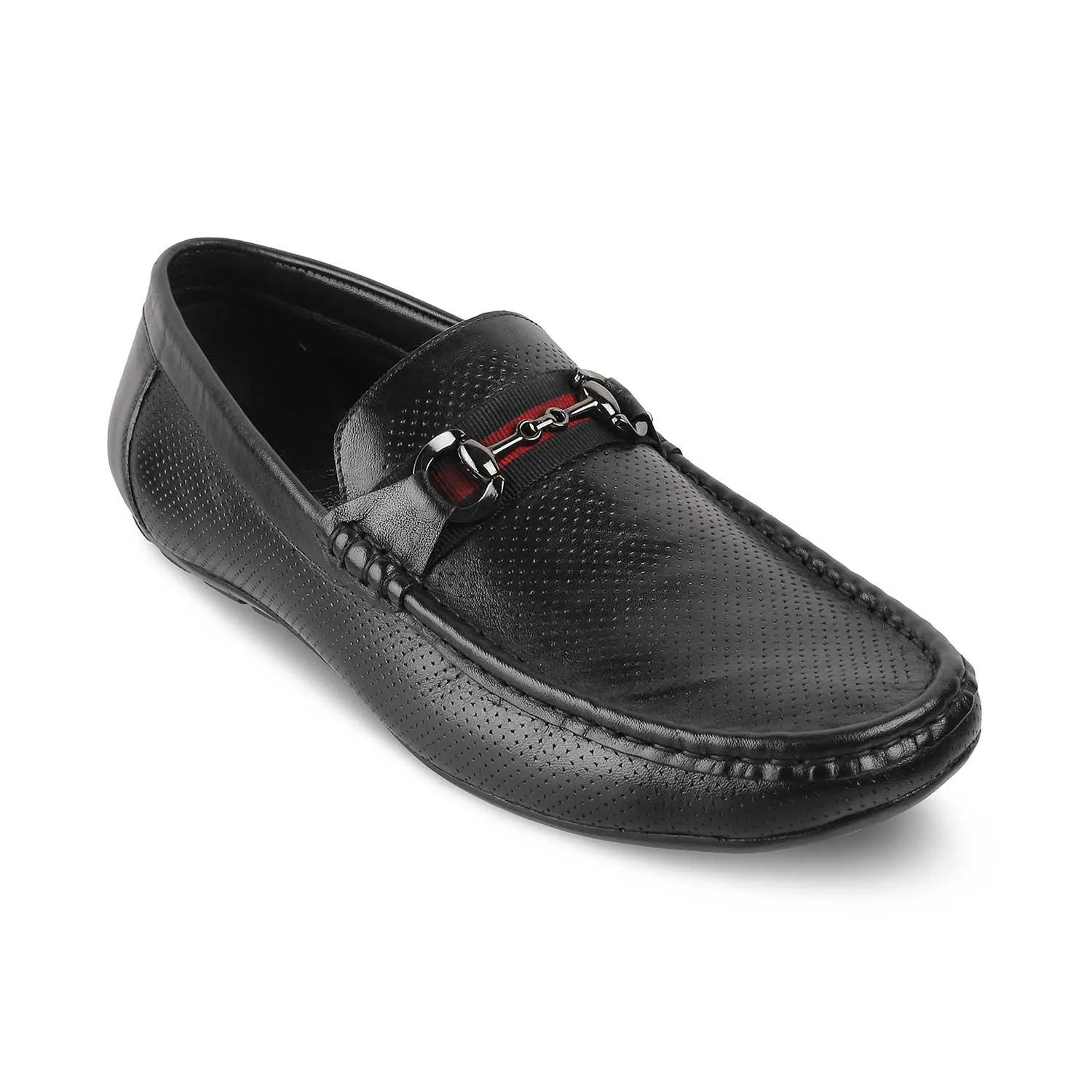 The Rottervam Black Mens Driving Leather Loafer