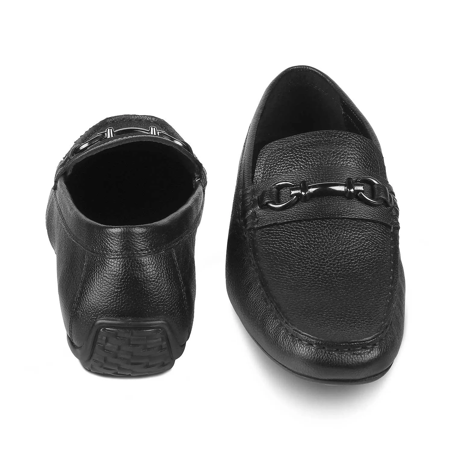 The Sandee Black Men's Leather Driving Loafers Tresmode