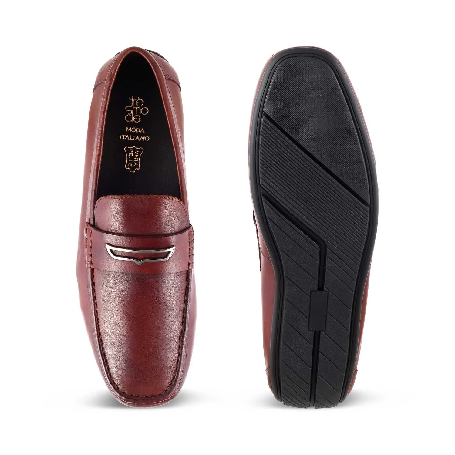 The Yodry Tan Men's Leather Driving Loafers Tresmode