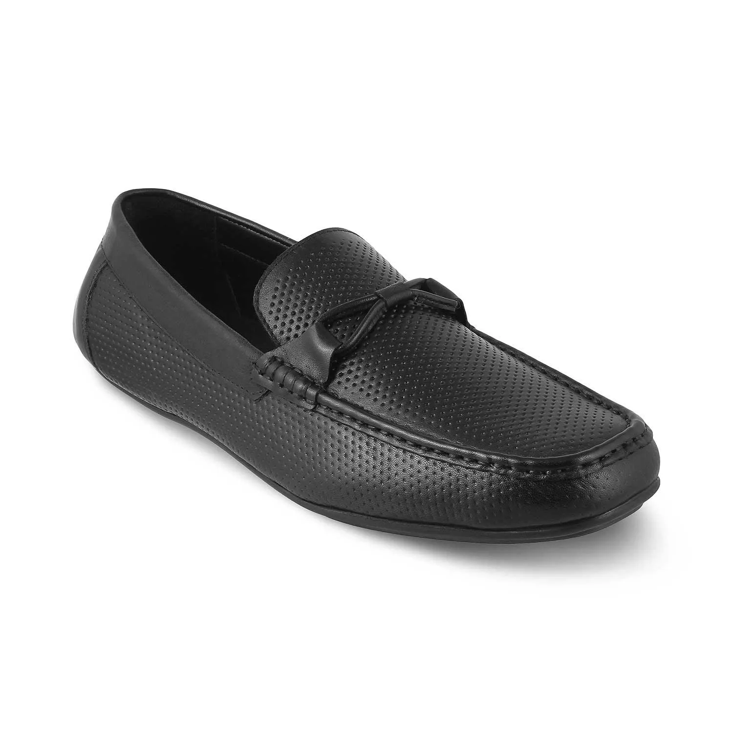 The Yoti Black Men's Leather Driving Loafers Tresmode