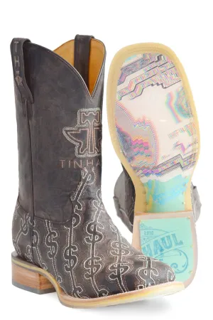 Tin Haul Mens Show Me The Money Black Leather Cowboy Boots