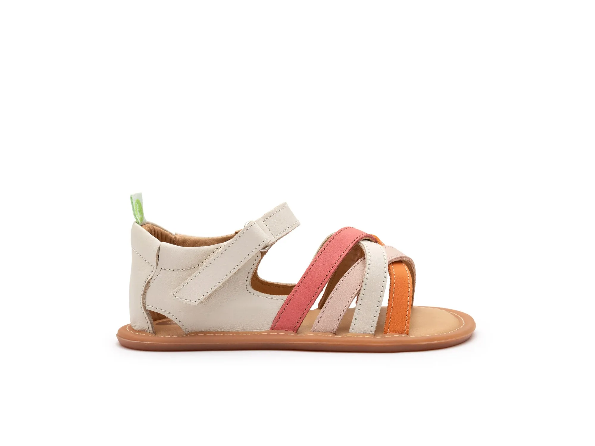 Tip Toey Joey Girl's Criss Cross Sandals - Tapioca / Tangerine / Coral Matte