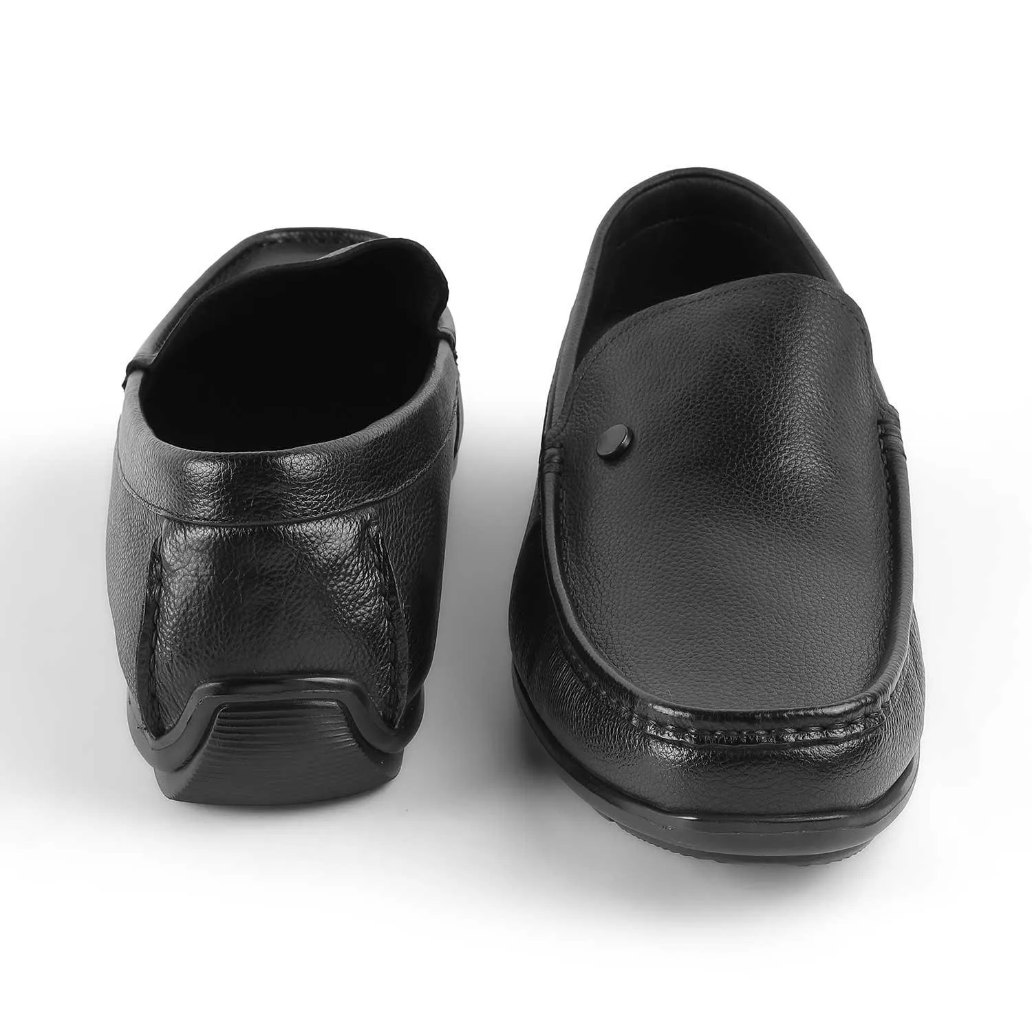 Tresmode Trev Black Men's Leather Driving Loafers