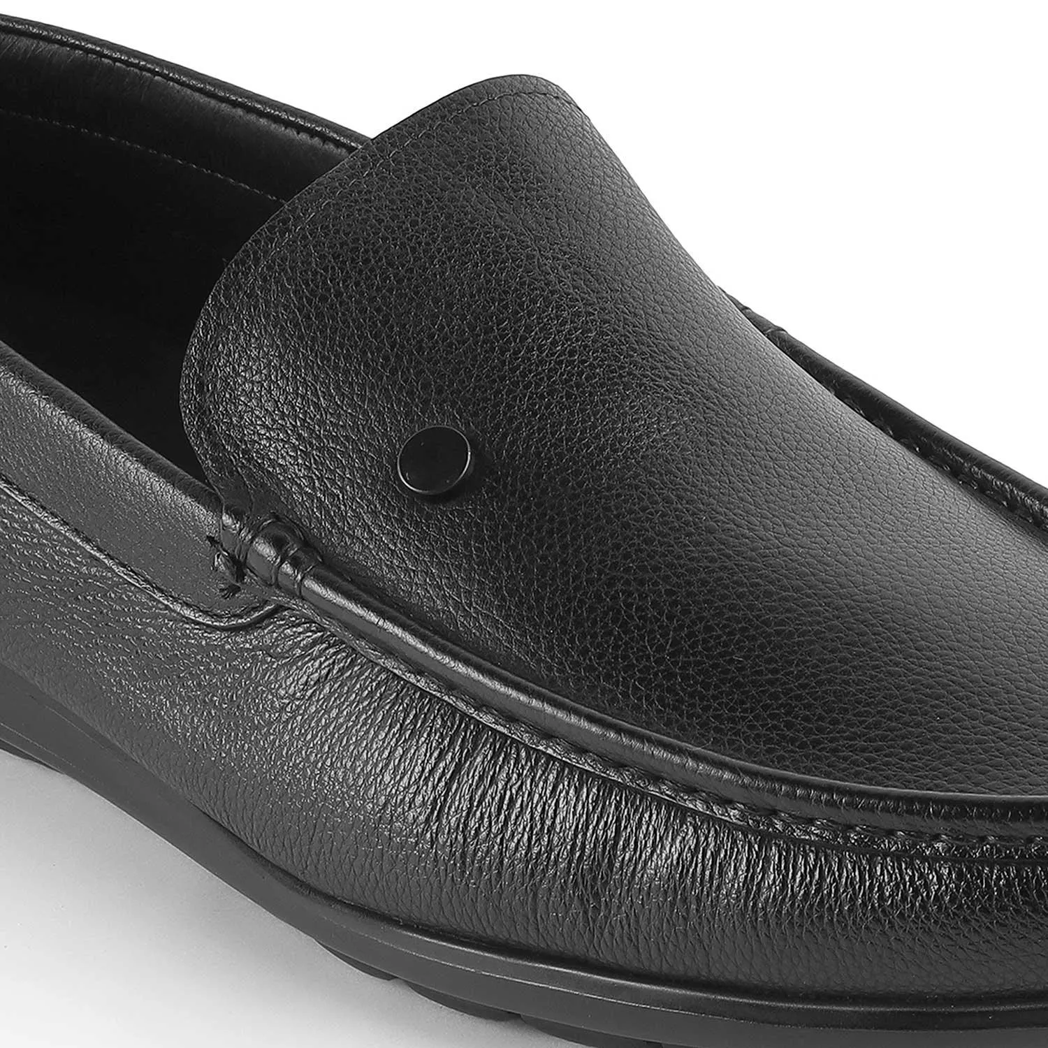 Tresmode Trev Black Men's Leather Driving Loafers