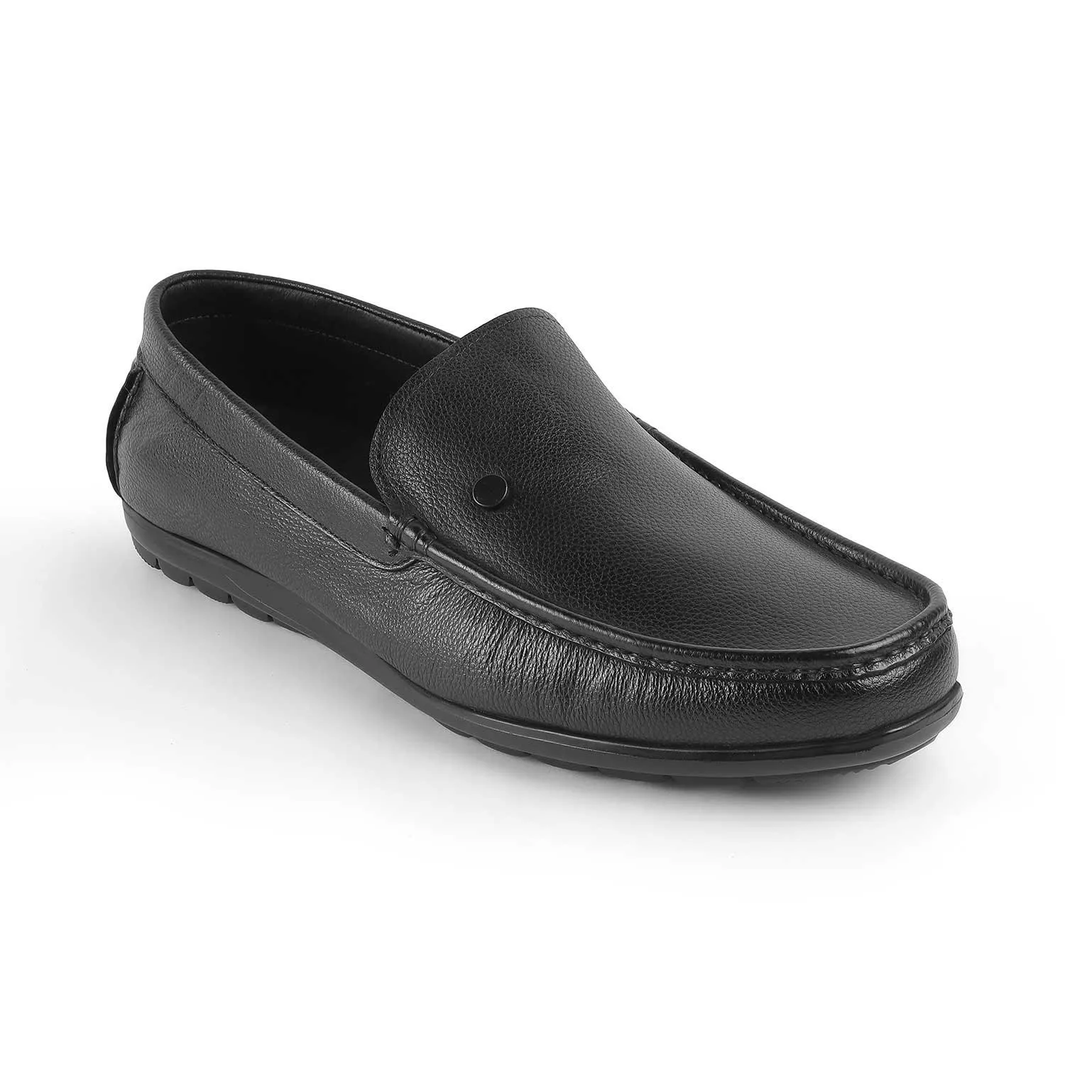 Tresmode Trev Black Men's Leather Driving Loafers