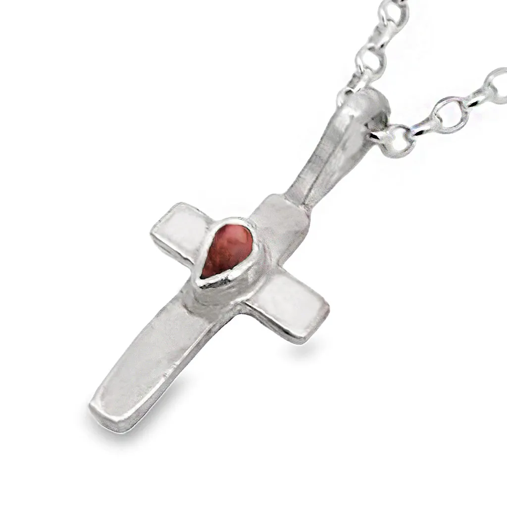 Twisted Cross with Tourmaline Pendant