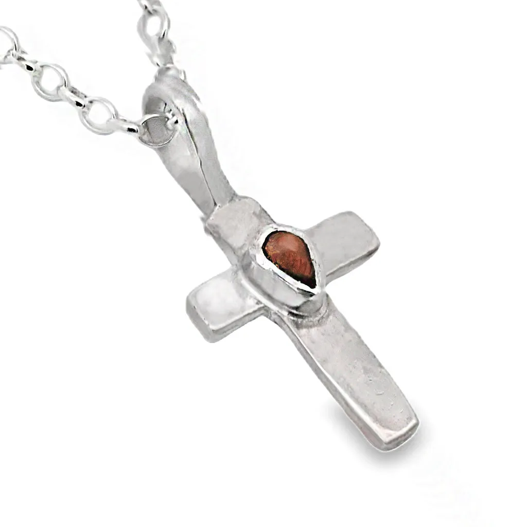 Twisted Cross with Tourmaline Pendant