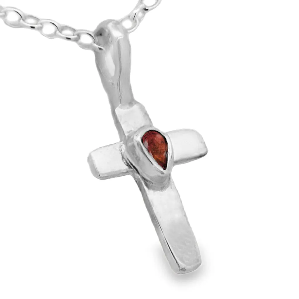 Twisted Cross with Tourmaline Pendant