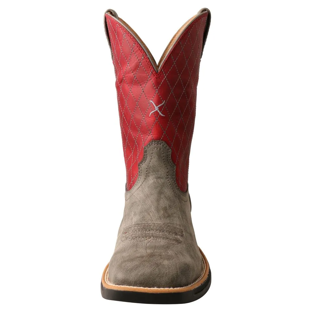 'Twisted X' Men's 11" Tech-X Cellstretch Western Square Toe - Grey / Red