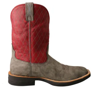 'Twisted X' Men's 11" Tech-X Cellstretch Western Square Toe - Grey / Red