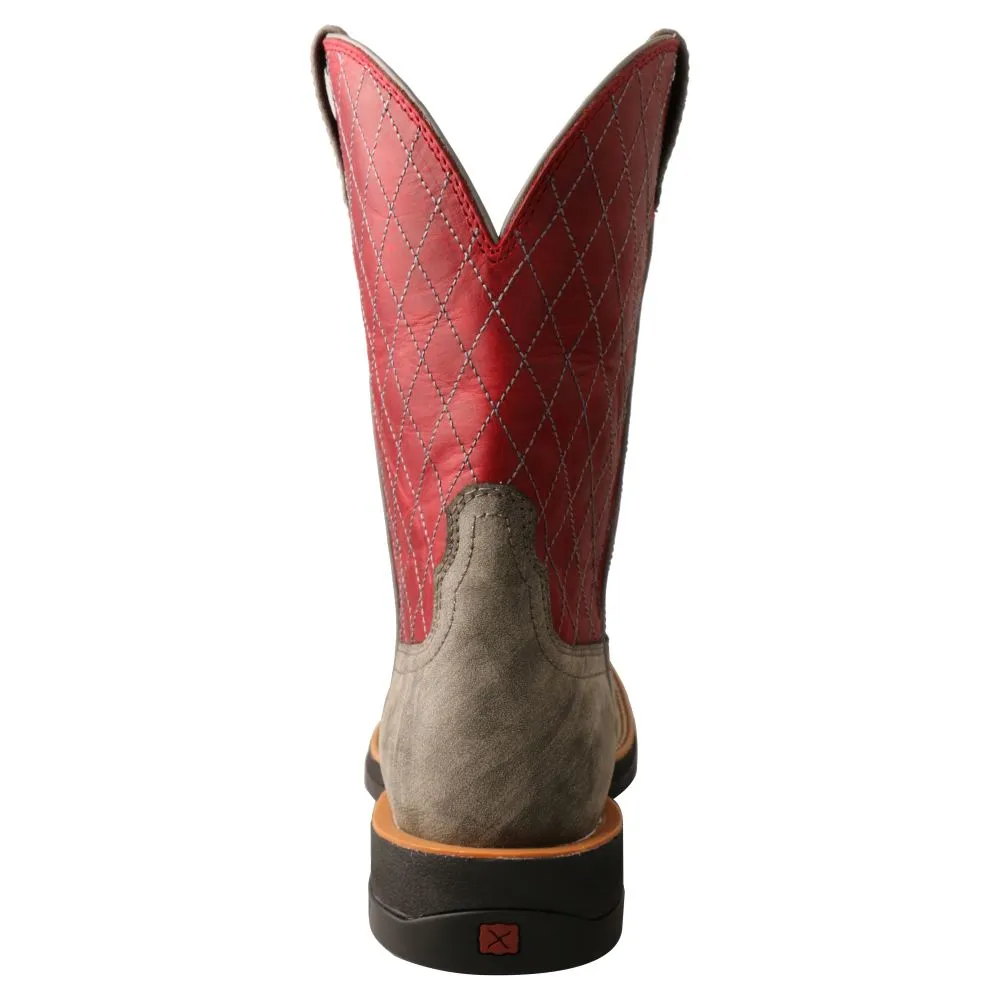 'Twisted X' Men's 11" Tech-X Cellstretch Western Square Toe - Grey / Red