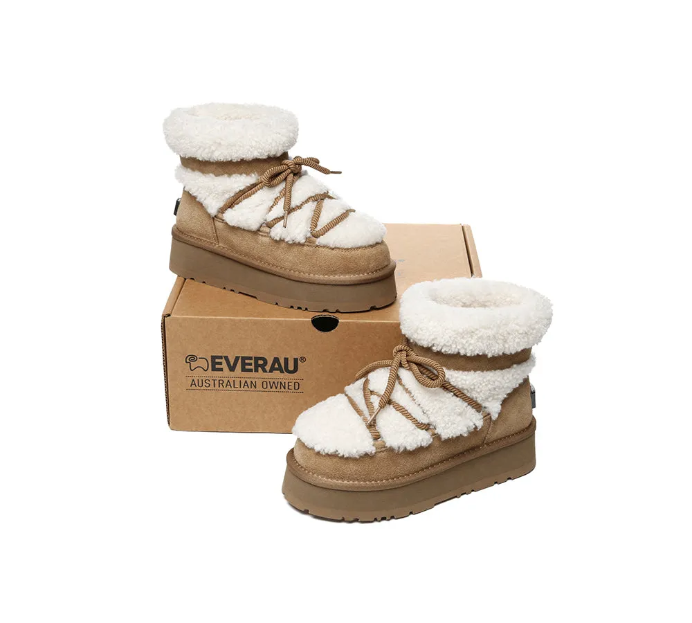 UGG EVERAU® UGG Boots Women Sheepskin Wool Ankle Platform Short Carmen