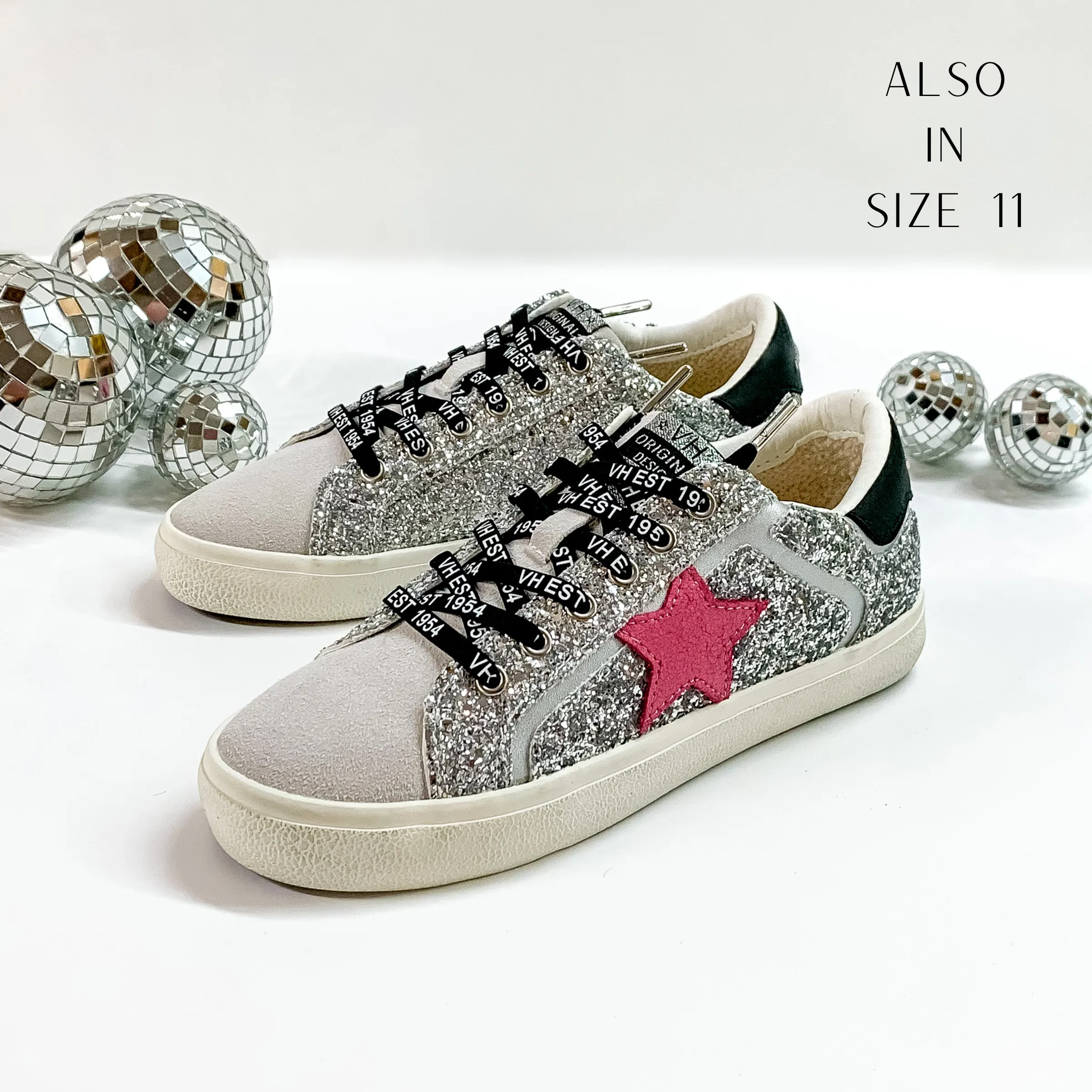 Vintage Havana | Annsley Glitter Sneakers with Pink Star in Multi