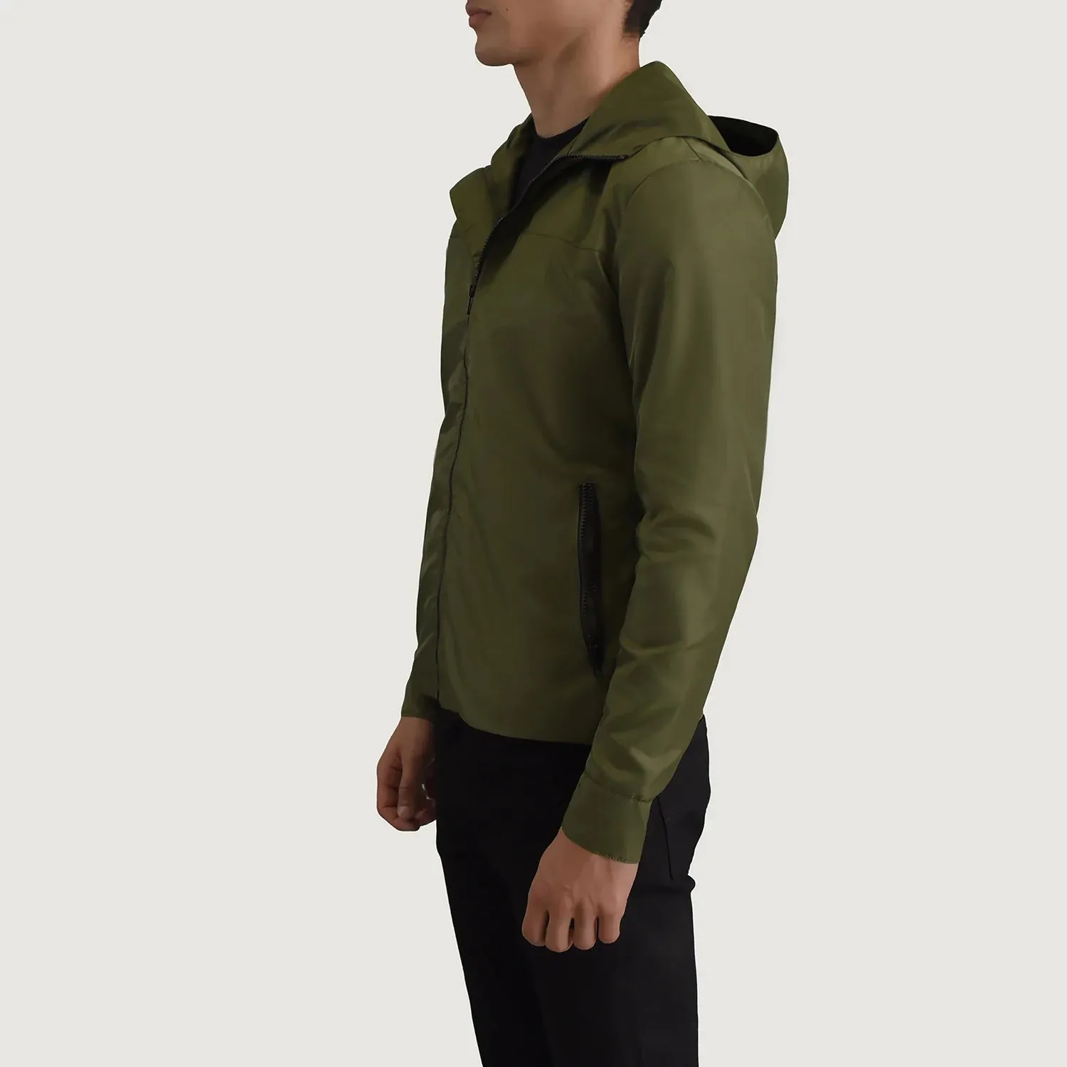 Wesley Green Hooded Windbreaker Jacket