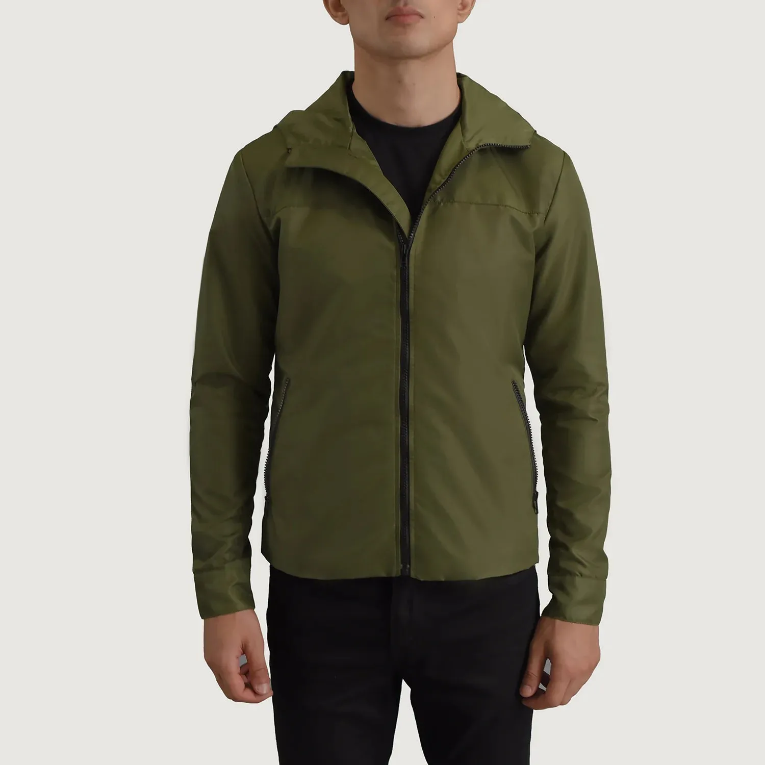 Wesley Green Hooded Windbreaker Jacket