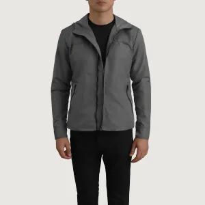 Wesley Grey Hooded Windbreaker Jacket