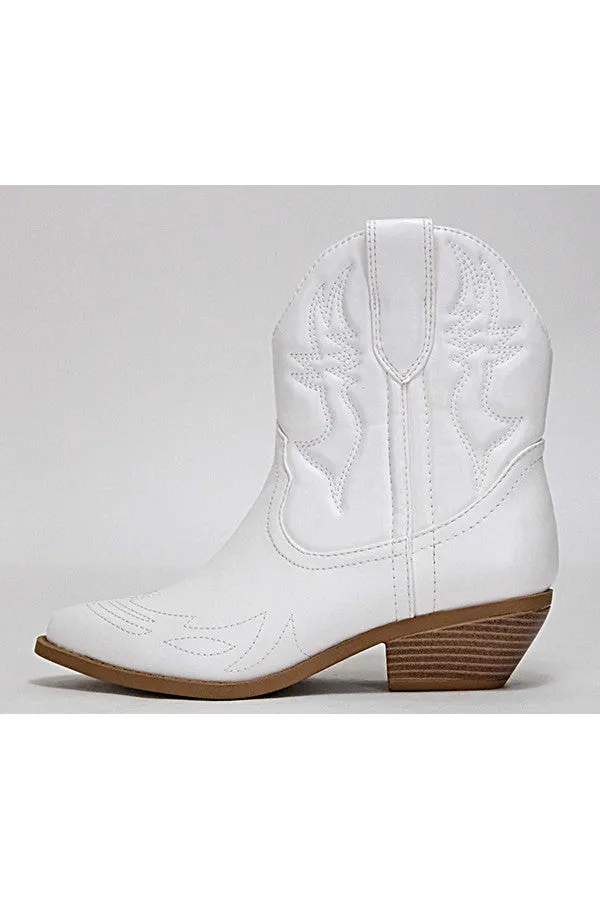 White Western Ankle Boots