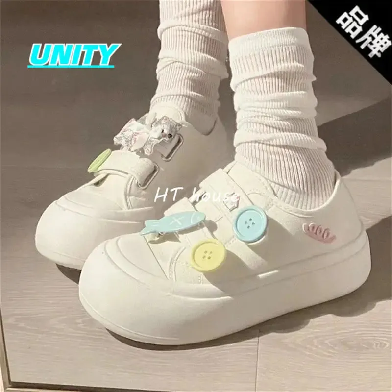 Wjczt Kawaii Fish Platform Sneakers White Shoes Woman Casual Flats Spring Summer Tennis Female Vintage Vulcanize Cute Footwear Korean