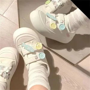 Wjczt Kawaii Fish Platform Sneakers White Shoes Woman Casual Flats Spring Summer Tennis Female Vintage Vulcanize Cute Footwear Korean