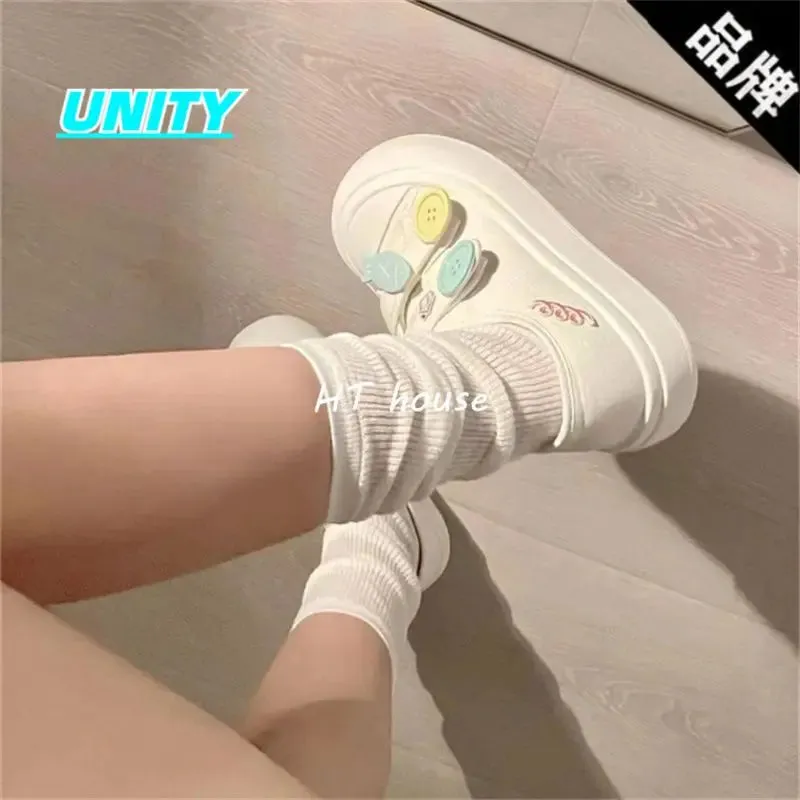 Wjczt Kawaii Fish Platform Sneakers White Shoes Woman Casual Flats Spring Summer Tennis Female Vintage Vulcanize Cute Footwear Korean