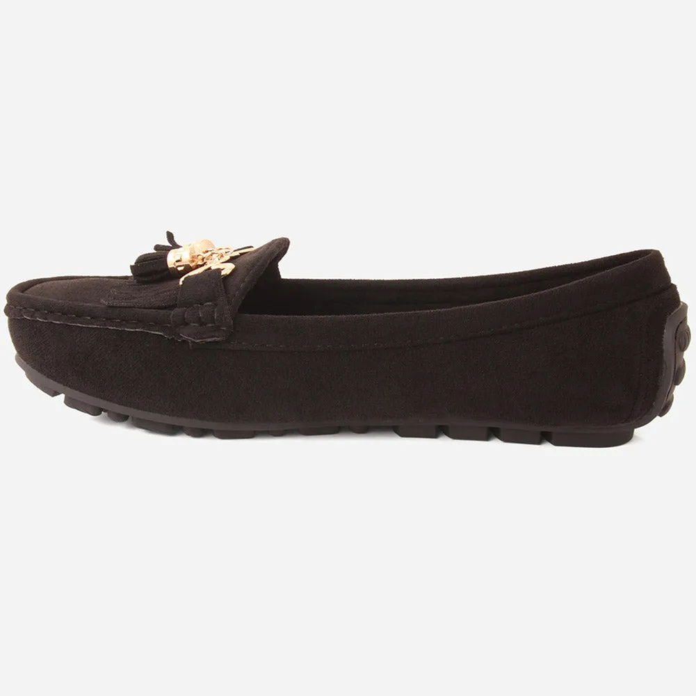 Women "PATICE" Moosehide Fringed Kilty Moccasins