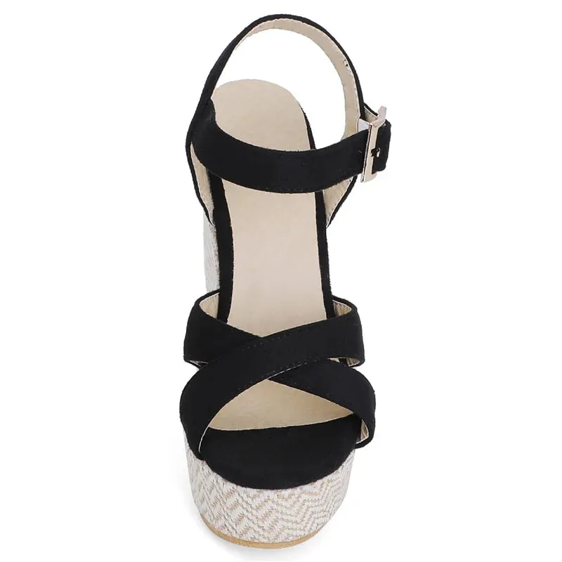 Women's Casual Shoes RC3332 Stretch Fabric Wedge Sandal With Platform