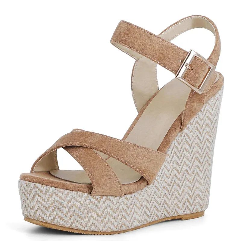 Women's Casual Shoes RC3332 Stretch Fabric Wedge Sandal With Platform