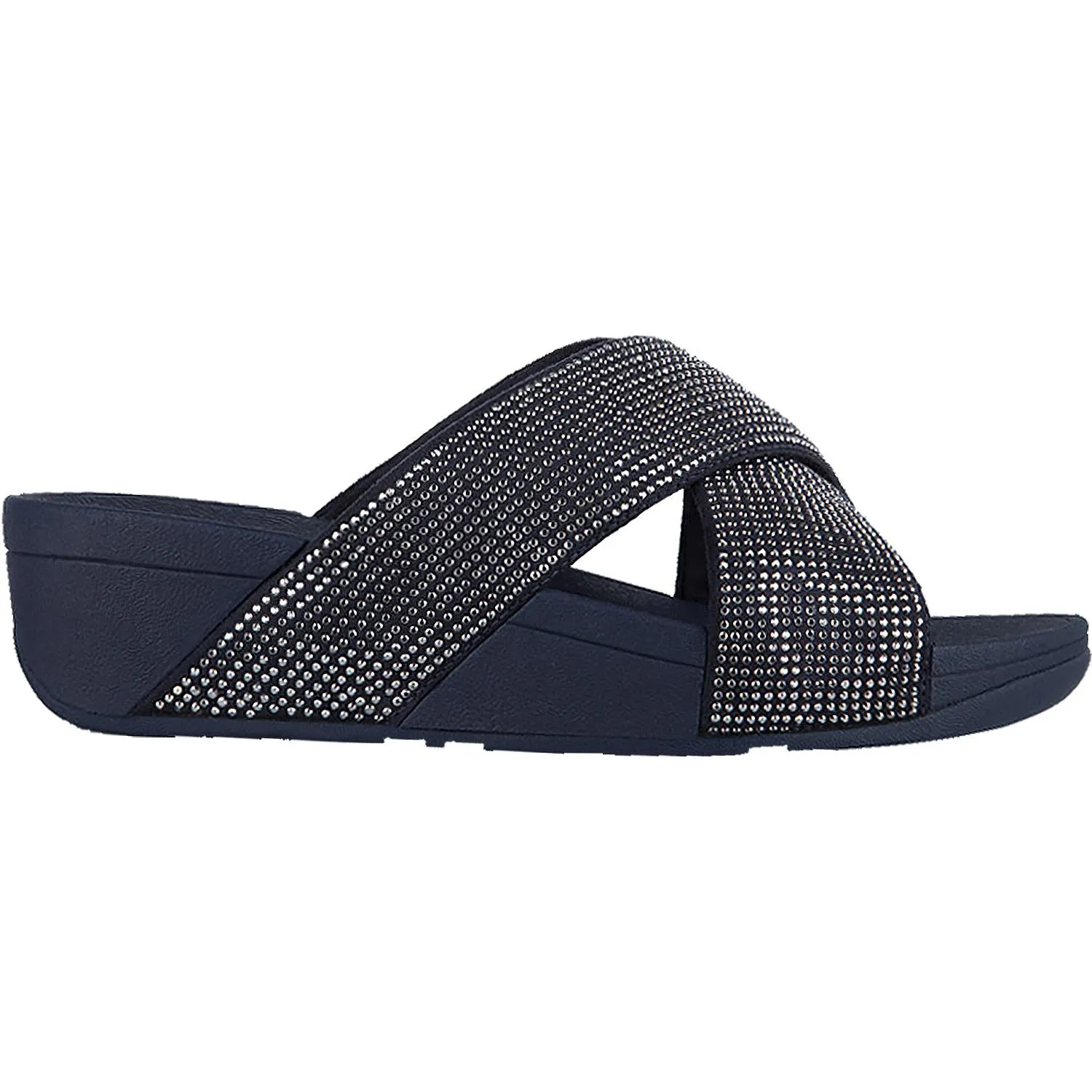 Women's Fit Flop Ritzy Slide Navy Microfibre