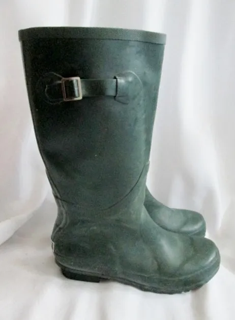 Womens L.L. BEAN WELLIE Rain Boots Foul Weather 9 Gumboots HUNTER GREEN Vegan