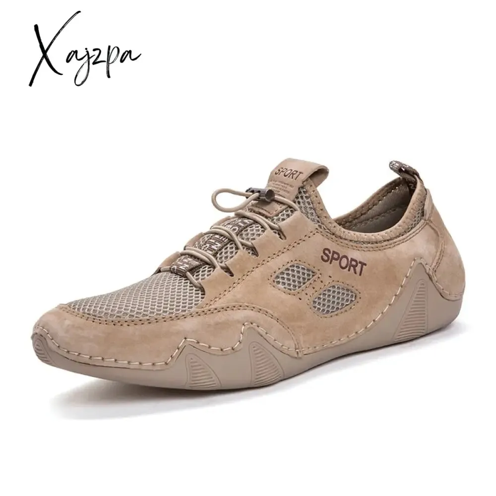 Xajzpa - Handmade Leather Shoes Men Casual Sneakers Driving Shoe Leather Loafers Men Shoes Hot Sale Moccasins Tooling Shoe Footwear