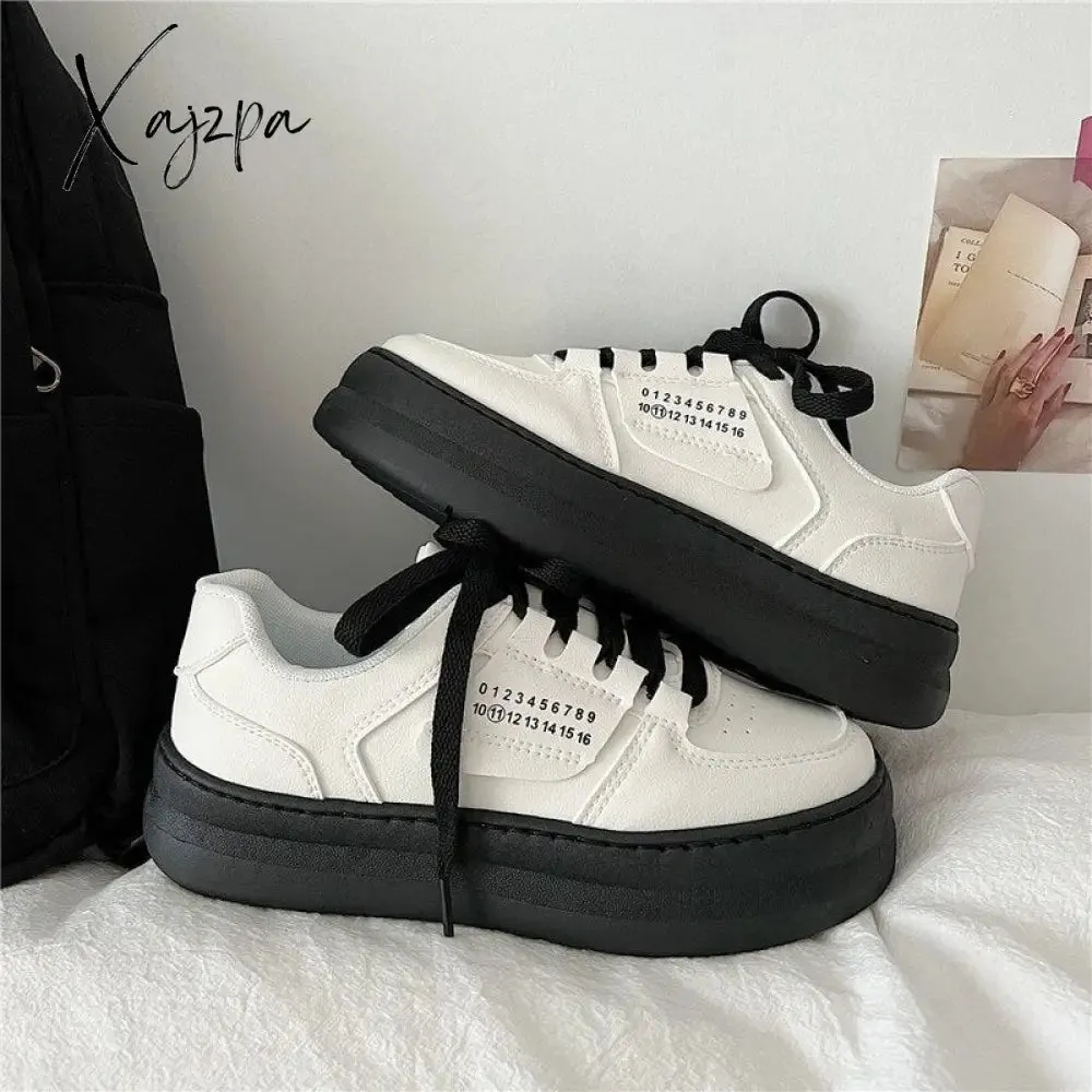 Xajzpa - Japanese Harajuku Niche Small White Sneakers Women's Platform Sports Shoes Student Vulcanize Tennis Flat Casual Canvas