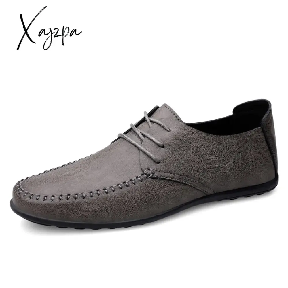 Xajzpa - Leather Men Shoes Fashion Formal Men Shoes Moccasins Italian Breathable Male Driving Shoes Black Plus Size 38-47