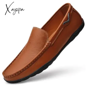 Xajzpa - Leather Men Shoes Luxury Trendy Casual Slip on Formal Loafers Men Moccasins Italian Black Male Driving Shoes Sneakers