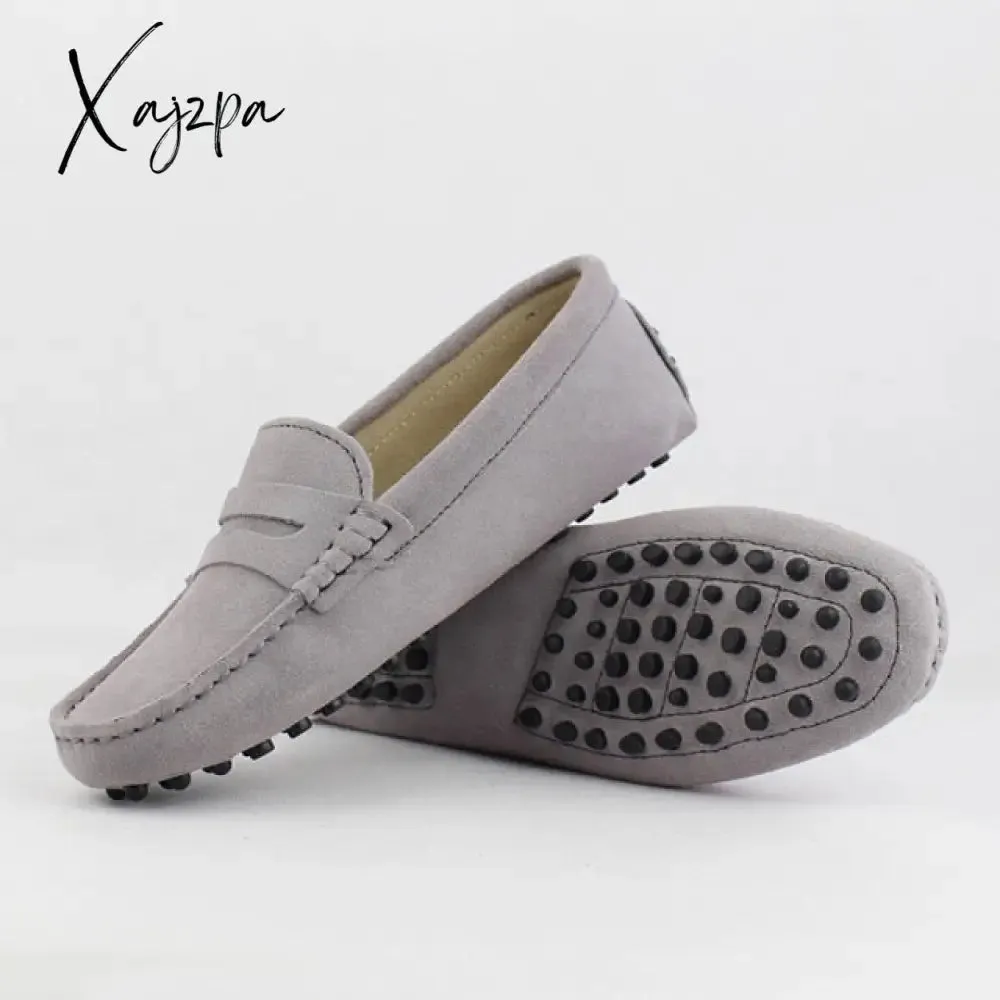 Xajzpa - Shoes Women 100% Genuine Leather Women Flat Shoes Casual Loafers Slip On Women's Flats Shoes Moccasins Lady Driving Shoes