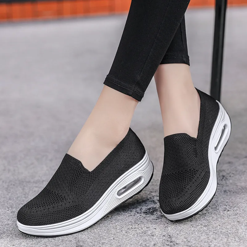 xakxx Women's Shoes  Autumn Solid Color Breathable Flyknit Shoes Slip-on Women's Sneaker Socks Cross-Border Casual Shoes Women