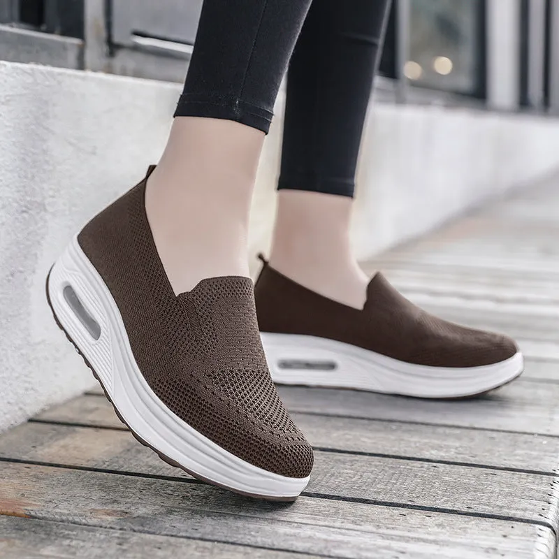 xakxx Women's Shoes  Autumn Solid Color Breathable Flyknit Shoes Slip-on Women's Sneaker Socks Cross-Border Casual Shoes Women